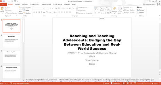 Creating a client's presentation(PowerPoint)