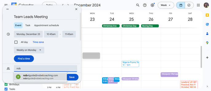 Scheduling meetings with Google Calendar